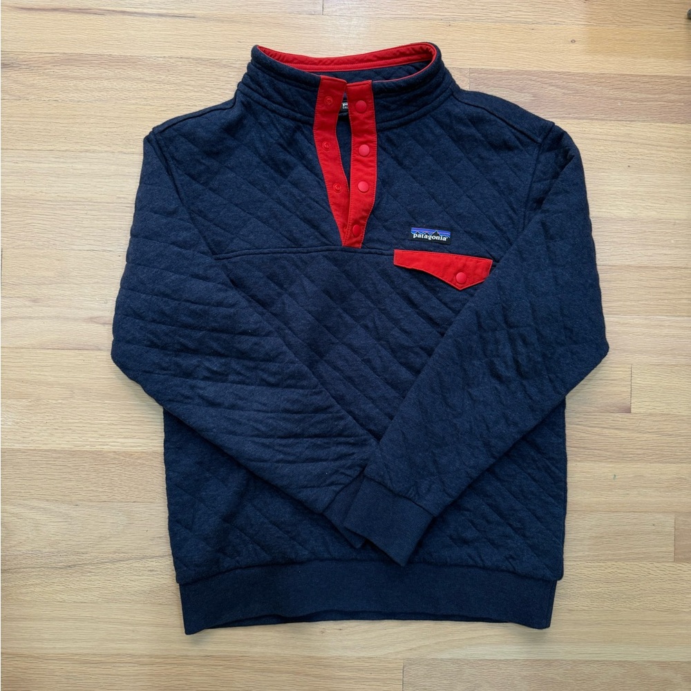 Patagonia Kids XL Quilted Pullover Navy & Red